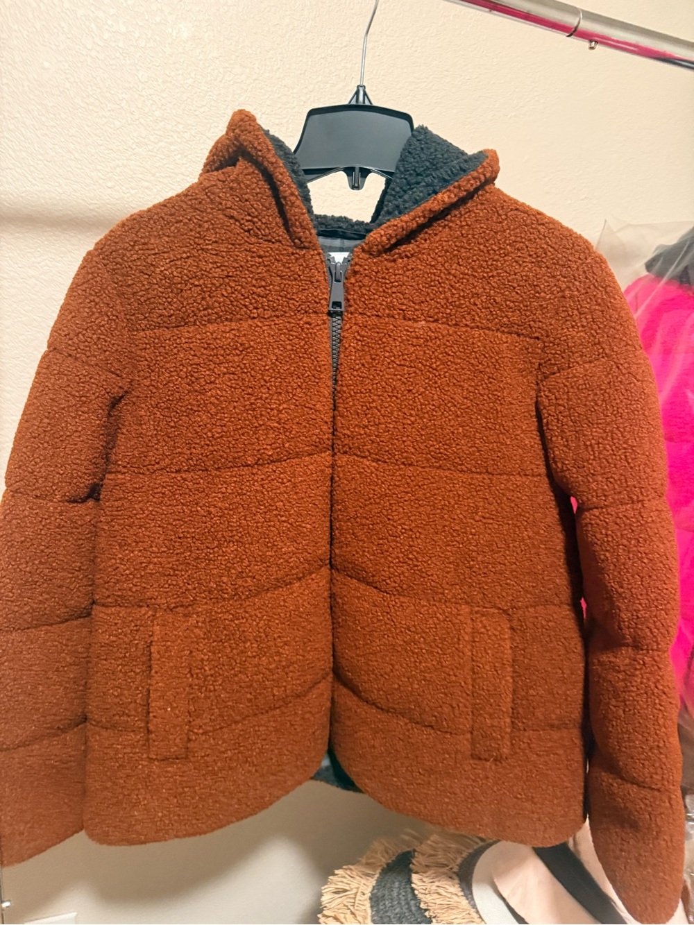 NVLT Noyer Walnut Teddy Berber Vegan Down Puffer Jacket L NWT
